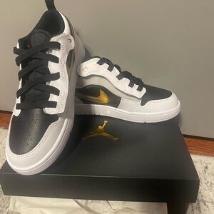 Nike Air Jordan Black White Gold Shoes